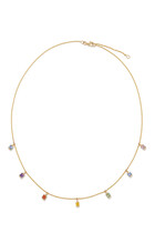 Princess Cut Multi-color Sapphire Drop Necklace